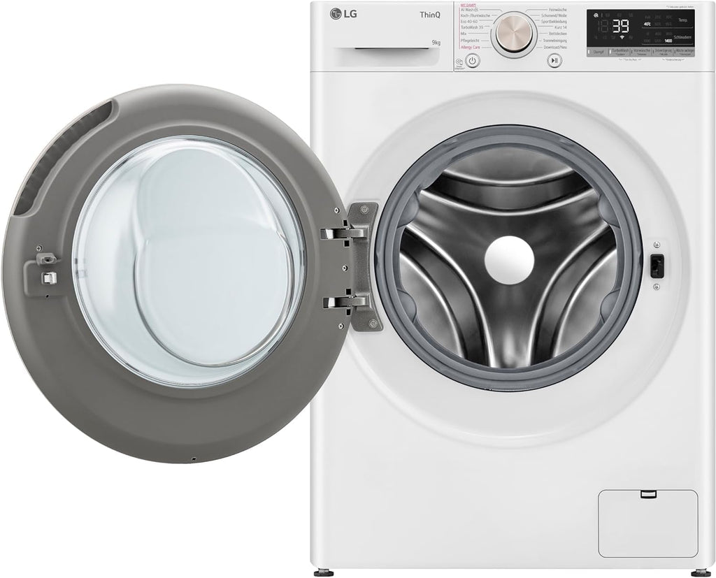 LG F4WV7080, Clase A, lavadora de carga frontal 8 kg, 1400 rpm, AI Direct Drive, Wi-Fi, limpieza profunda con vapor, gran capacidad, TRIPLE A, puerta exterior de cristal templado, 62 x 60 x 85 cm, blanco