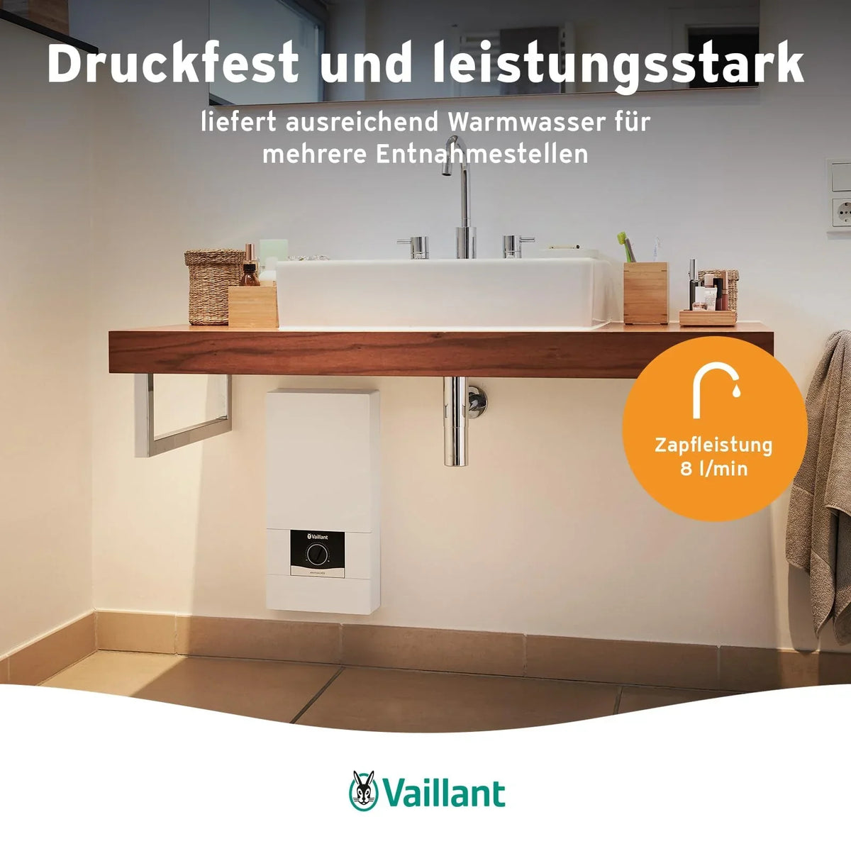 Calentador de paso Vaillant VED E 24/8 resistente a la presión 24kW 400V regulación continua pantalla digital 0010023779 clase energética A
