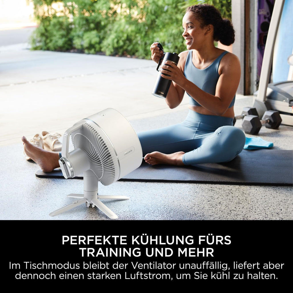 Ventilador Shark FlexBreeze silencioso, ventilador híbrido con y sin cable, portátil, para interiores y exteriores, resistente a los rayos UV y al agua, ultra potente, ultra silencioso, blanco FA220EU