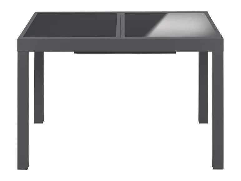 Conjunto de aluminio "Houston", 9 piezas: mesa extensible y 8 sillas de respaldo alto, gris
