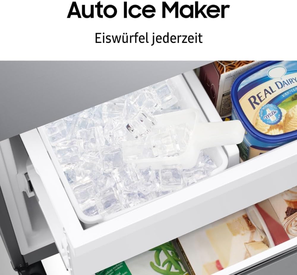 Frigorífico Samsung French Door con congelador, 178 cm, 495 l, WiFi y modo de ahorro de energía AI SmartThings, Twin Cooling+, fabricador de hielo automático, No Frost+, aspecto acero inoxidable, RF50C530ES9/EF