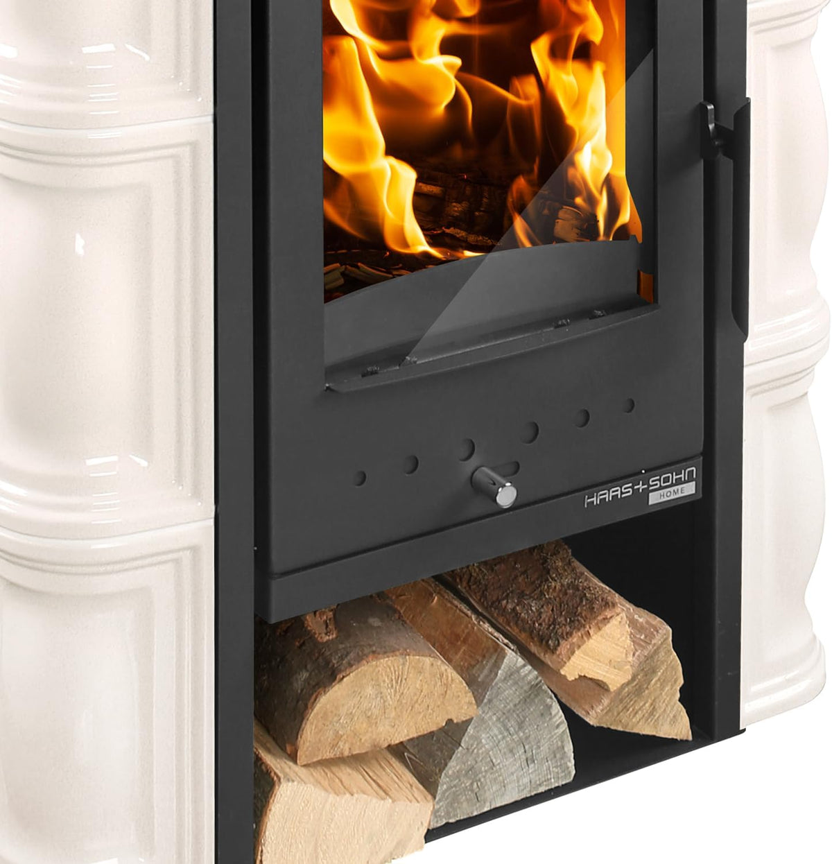 Haas+Sohn | Estufa de leña Tirol 343.15-C negro perlado/crema | 6 kW