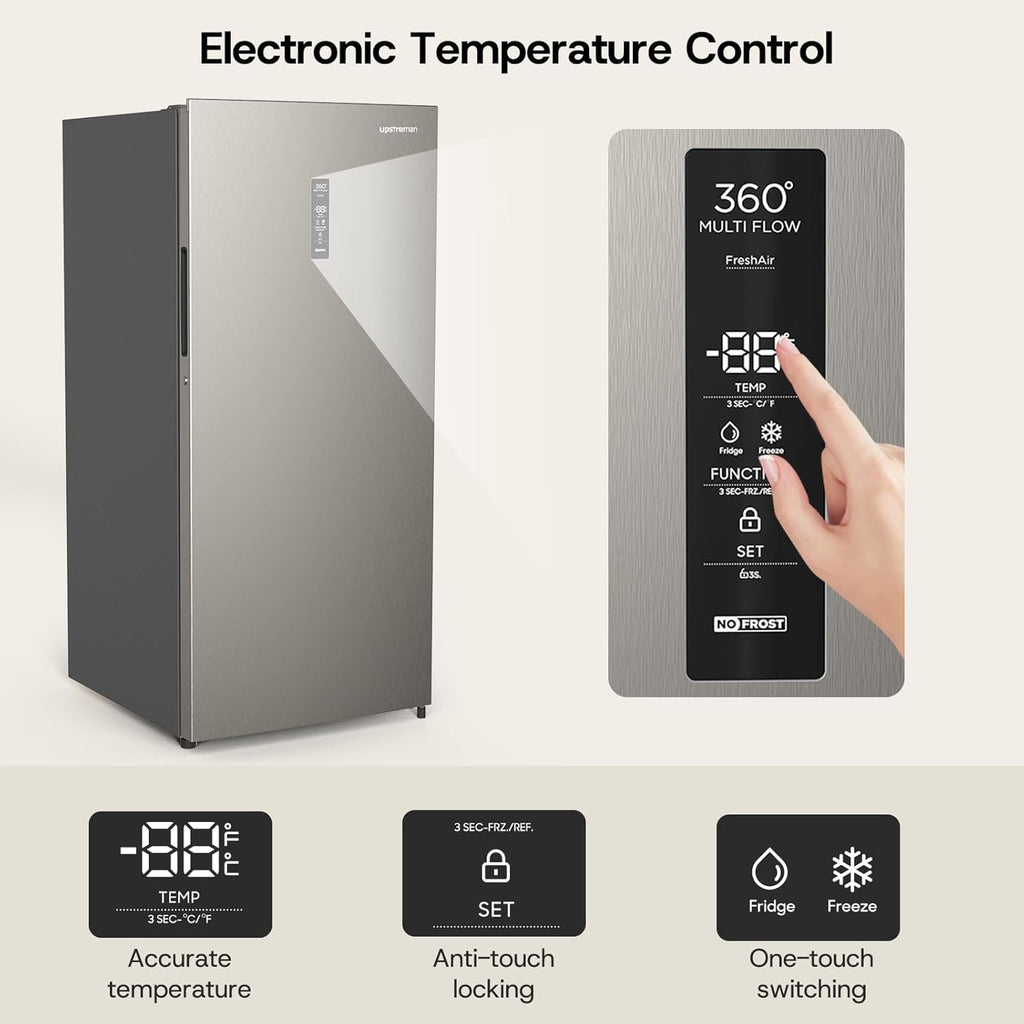 Congelador vertical Upstreman de 14.0 pies cúbicos, congelador convertible a refrigerador con control electrónico inteligente, sin escarcha (frost-free), Energy Star, funcionamiento silencioso, congelador de pie para hogares, oficinas y garajes - UF14