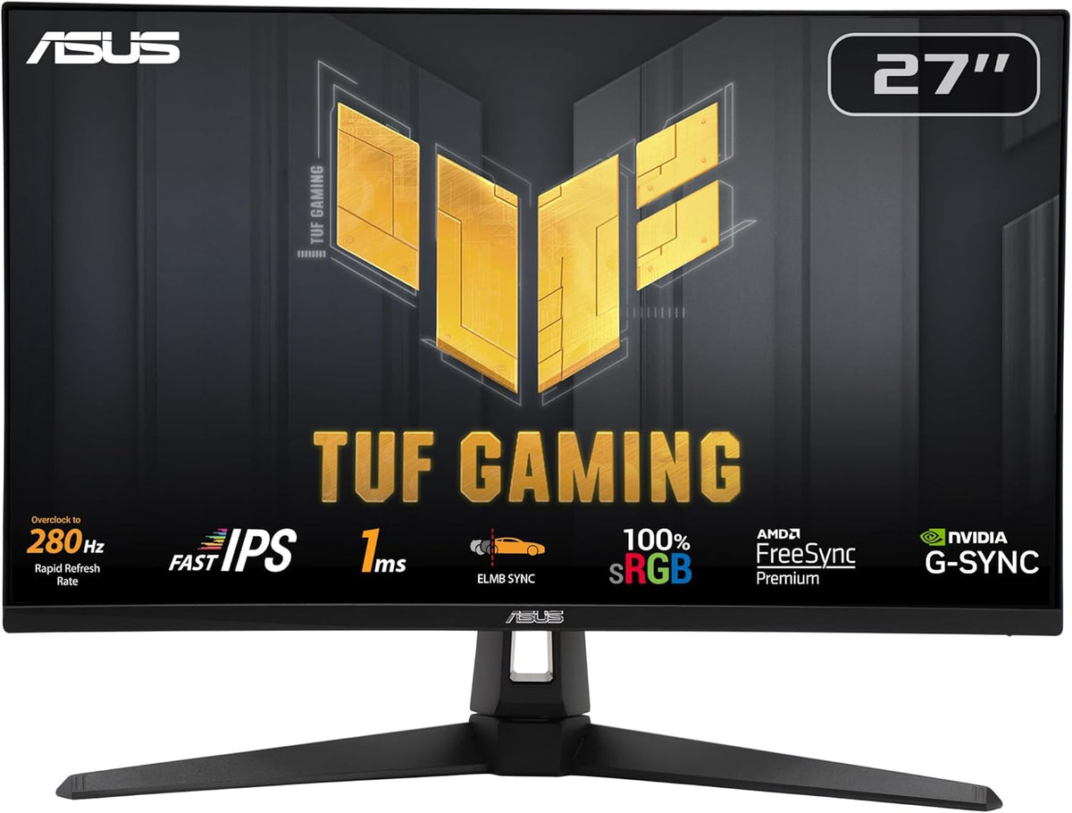 ASUS TUF Gaming VG279QM1A – Monitor gaming de 27" Full HD (1920x1080), 280Hz(OC), Fast IPS, ELMB Sync, 1ms (GTG), Freesync Premium, compatible con G-Sync, Variable Overdrive, 100% sRGB, HDR