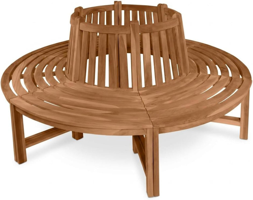 Banco circular premium SAM Timo de 180 cm, banco circular de 360° para árboles de madera maciza de teca, banco de jardín resistente a la intemperie con capacidad para hasta 8 personas, banco circular de madera para jardín y terraza