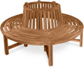 Banco circular premium SAM Timo de 180 cm, banco circular de 360° para árboles de madera maciza de teca, banco de jardín resistente a la intemperie con capacidad para hasta 8 personas, banco circular de madera para jardín y terraza