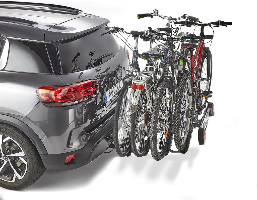 Portabicicletas para 4 bicicletas sobre enganche, abatible Premium Mottez, acero