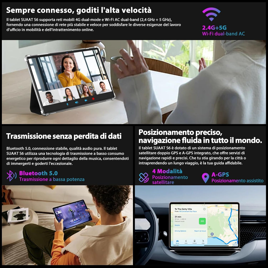 Tableta Android de 11 pulgadas, 24 GB de RAM, 256 GB de ROM (ampliable a 2 TB), Octa-Core, WiFi 5G+2.4G, Widevine L1, 13 MP+5 MP, Bluetooth 5.0, tableta táctil de 8000 mAh con funda - Dorado