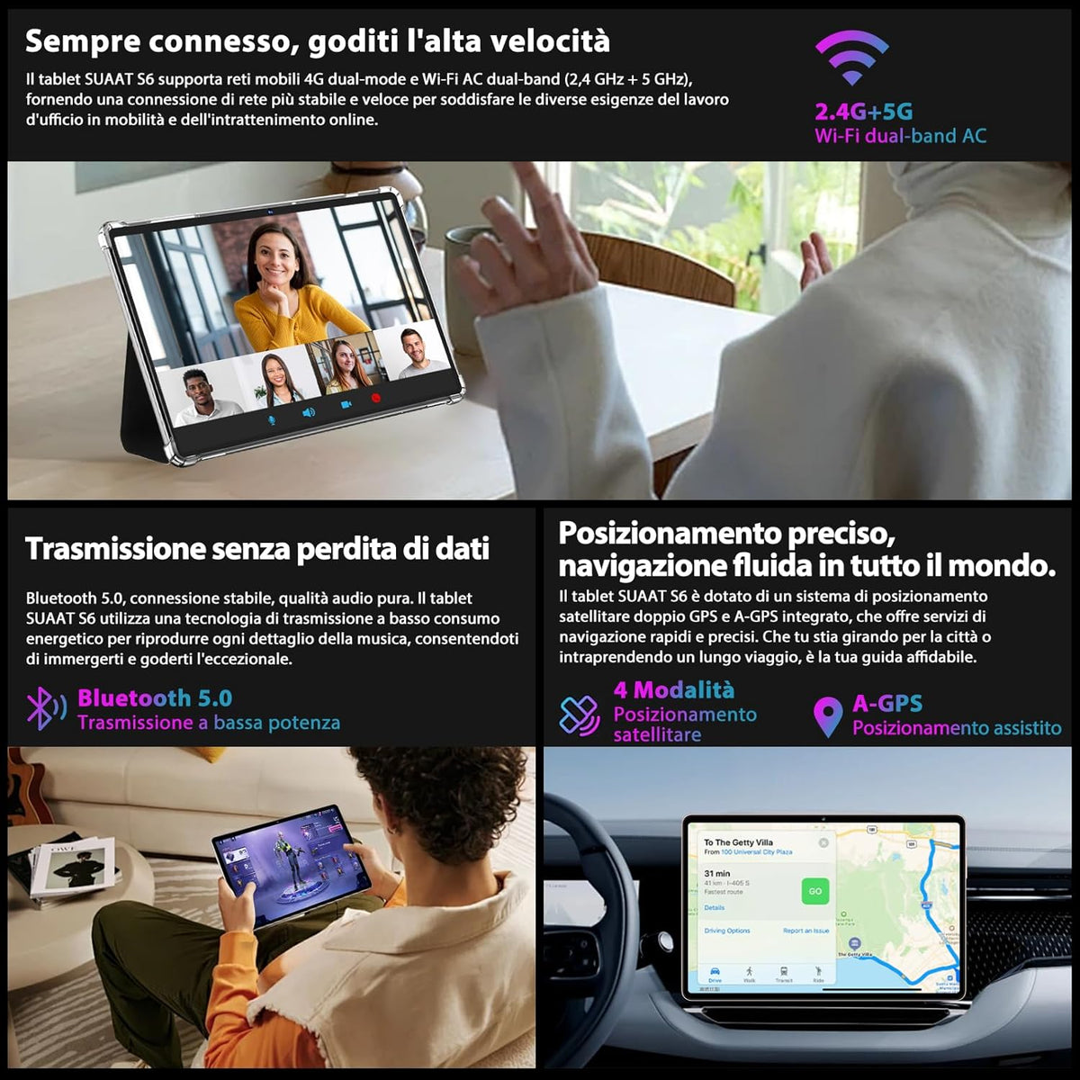 Tableta Android de 11 pulgadas, 24 GB de RAM, 256 GB de ROM (ampliable a 2 TB), Octa-Core, WiFi 5G+2.4G, Widevine L1, 13 MP+5 MP, Bluetooth 5.0, tableta táctil de 8000 mAh con funda - Dorado