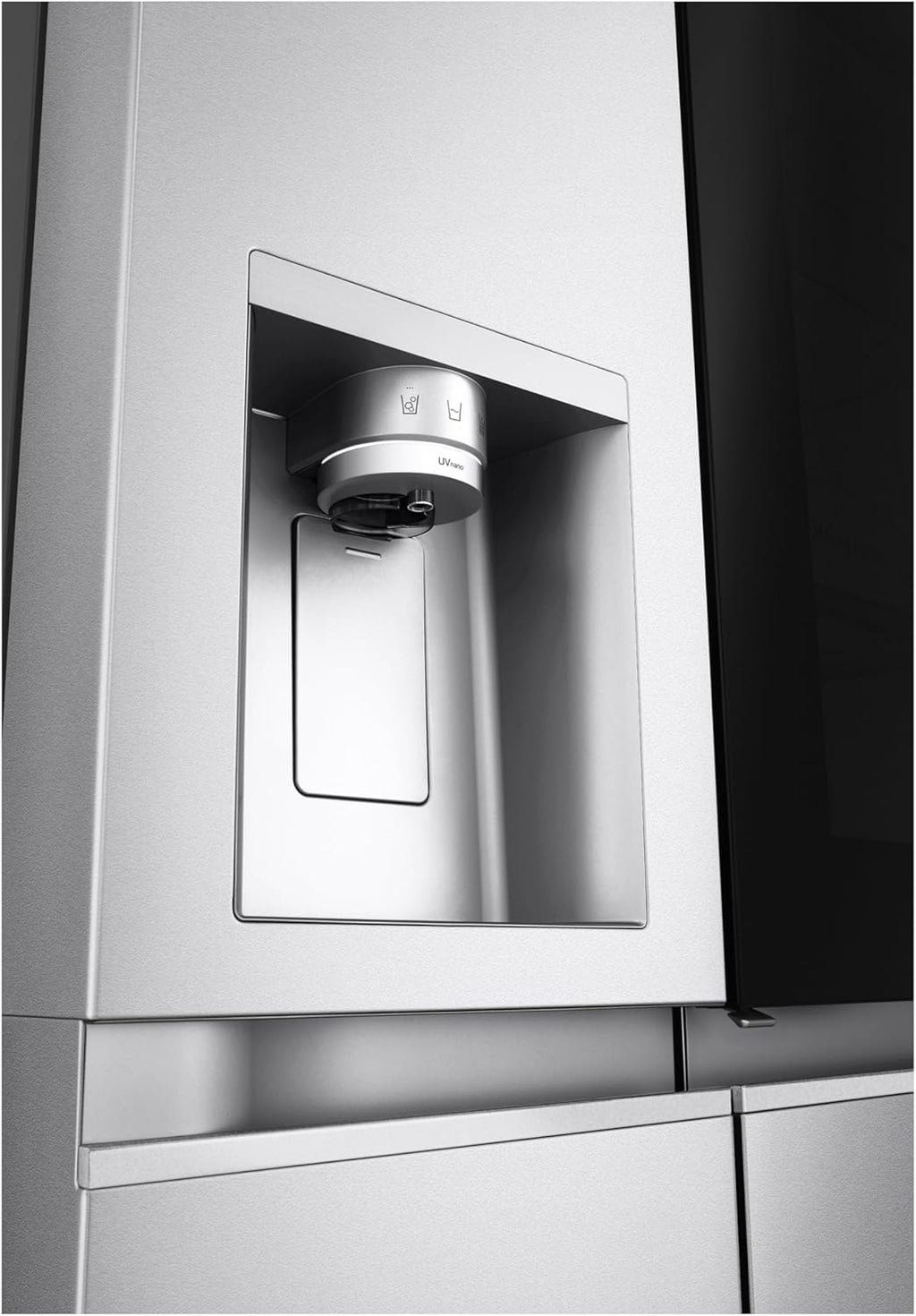 Frigorífico Side by Side LG GSGV81PYLL, Clase E, 635 L, Instaview, frigorífico con congelador, dispensador de hielo, hielo picado y agua, Total NoFrost, compresor Smart Inverter, Wi-Fi