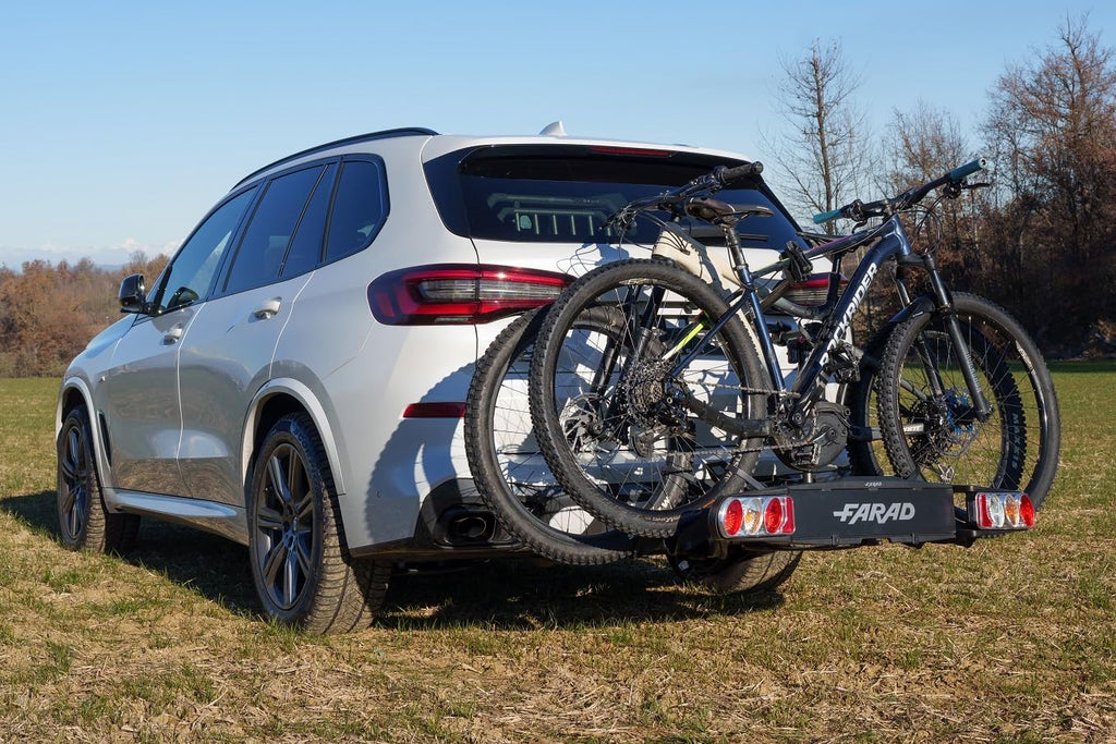Portabicicletas Farad Susa para bola de remolque, apto para bicicletas, E-Bikes y Fat-Bikes (2 bicicletas), Negro