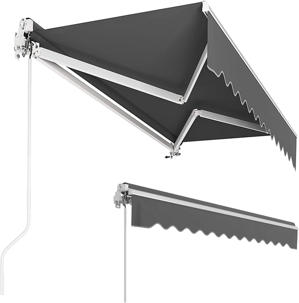 Toldo articulado manual, 300 x 250 cm, toldo de brazos extensibles, toldos, ajustable, con protección UV, resistente a la lluvia, para terrazas exteriores, balcones, antracita