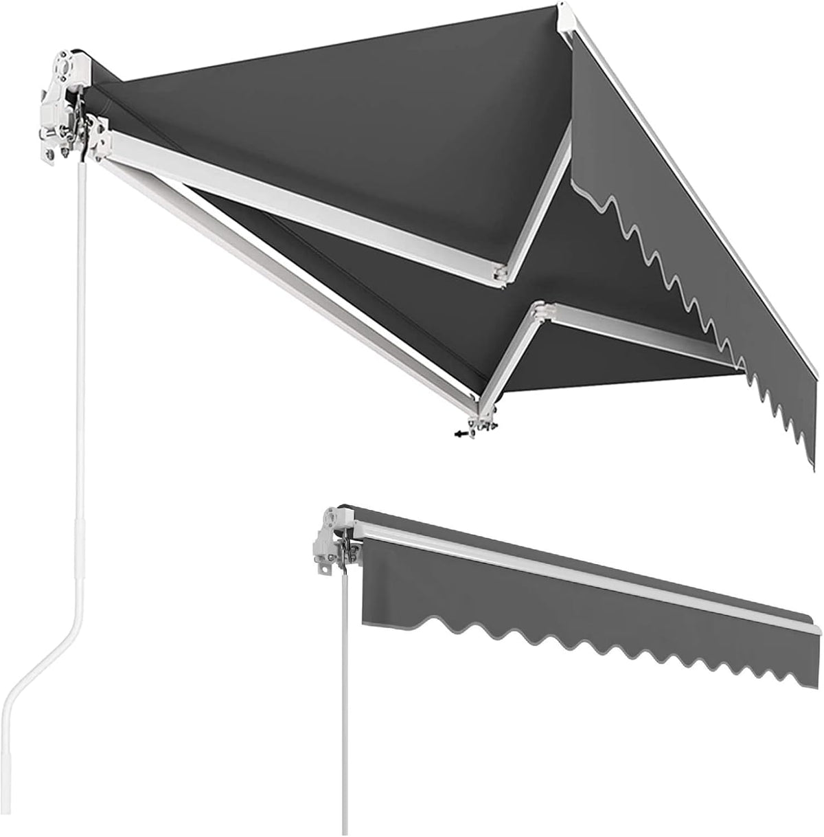 Toldo articulado manual, 300 x 250 cm, toldo de brazos extensibles, toldos, ajustable, con protección UV, resistente a la lluvia, para terrazas exteriores, balcones, antracita