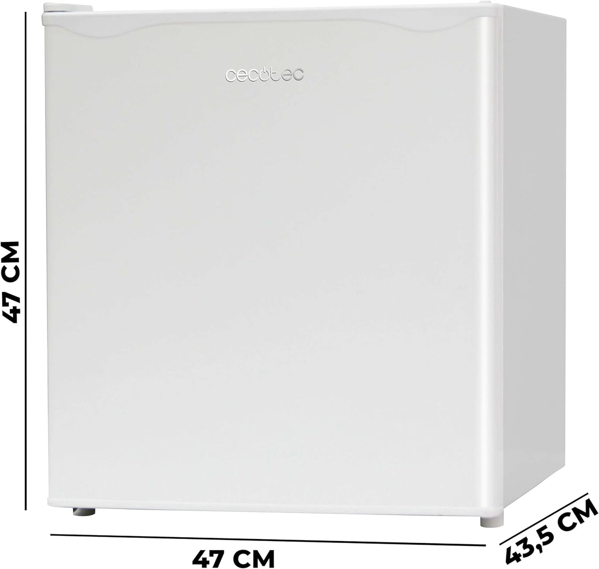 Cecotec Nevera Pequeña Frigorífico Mini Minibar 46L GrandCooler 20000 SilentCompress White E. Altura 48,7cm, 48 cm de ancho, bajo consumo, puerta reversible, funcionamiento cíclico, blanco