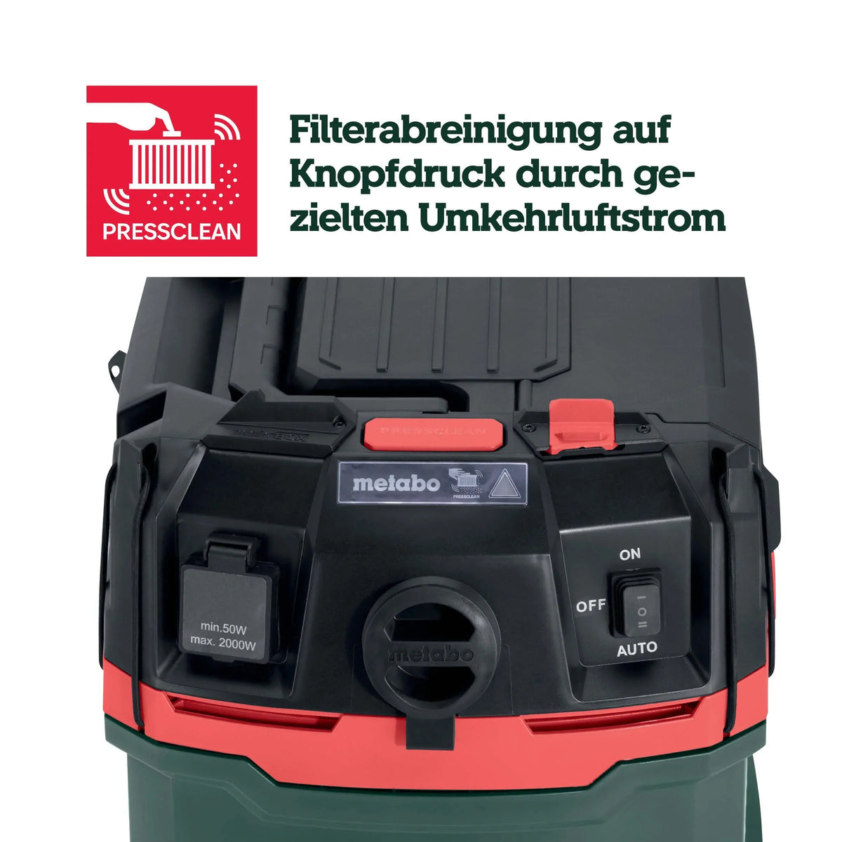 Aspirador universal metabo ASA 30 M PC, 1200 W, clase de polvo M, cable de 8 m, 30 l, manguera antiestática, limpieza de filtro, accesorios