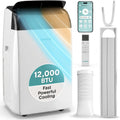 Aire acondicionado portátil SereneLife de 12,000 BTU con deshumidificador, calefacción y ventilador | Unidad de aire acondicionado portátil con Wi-Fi para control climático en áreas amplias | Aire acondicionado compacto de pie con kit para ventana