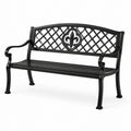 Banco de jardín de hierro forjado negro 127 cm