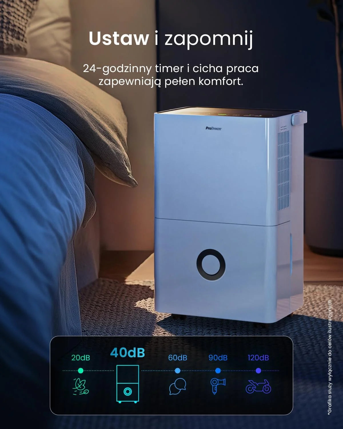 Pro Breeze Osuszacz powietrza 30 l w 24 h – wydajność osuszania, elektryczny z Wi-Fi, czujnik wilgotności, zbiornik 4 l, timer, wąż odpływowy, ochrona