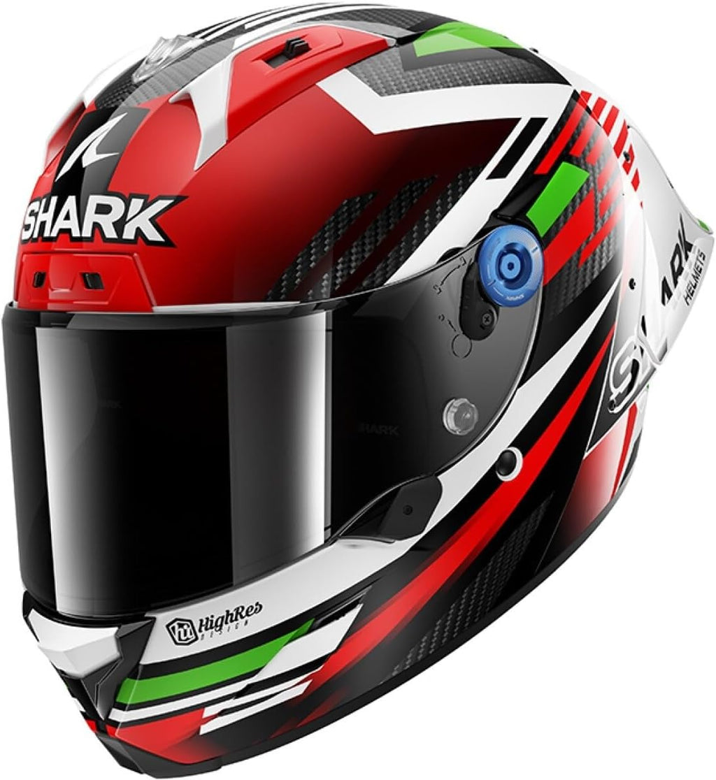 SHARK, Casco de moto integral AERON GP FIM FIRSTLAP Carbon Red Green DRG