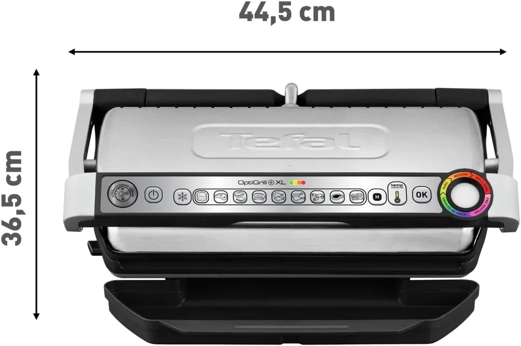 Parrilla de contacto OptiGrill+ XL GC722D16 2000W con 9 programas de cocción, modo manual, placas de parrilla extraíbles e indicador de nivel de cocción