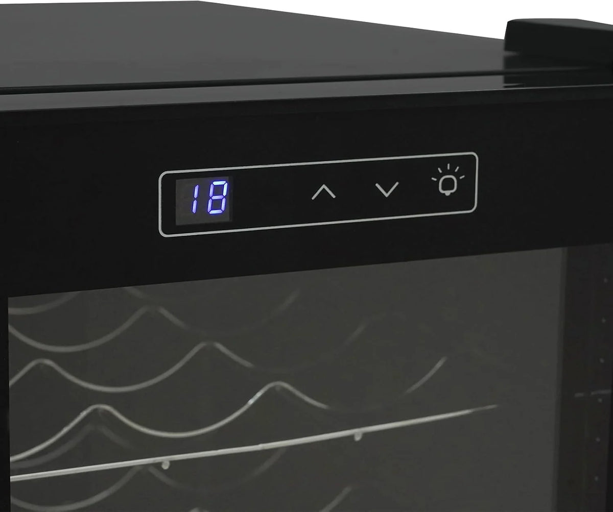 Lodówka na wino, 30 butelek, 90 l, oświetlenie LED, chłodziarka do wina, ekran dotykowy, wzmocnione szklane drzwi, wolnostojąca, zakres temperatur 12-18°C, 50,5 x 34,5 x 98,5 cm