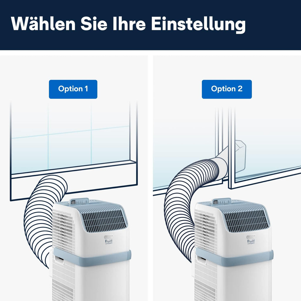 De'Longhi Pinguino PAC EM82, aire acondicionado portátil para habitaciones de hasta 80 m³, 9.400 BTU, 2,4 kW, 63 dB, función de deshumidificación, clase energética A, temporizador 24 h, blanco