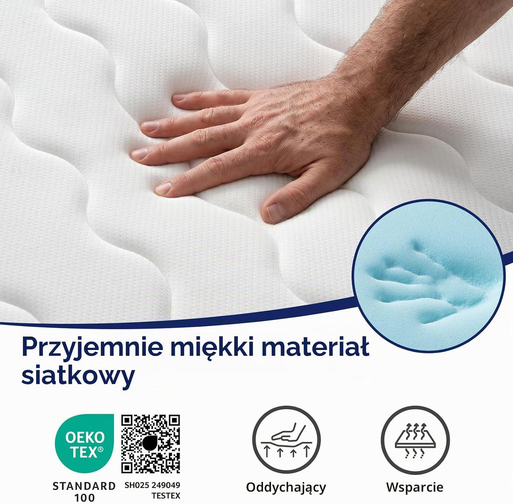 BedStory Materac ze sprężynami kieszeniowymi, 140 x 200 cm, twardość H3/H4, 20 cm, Öko-TEX, ciemnoszary