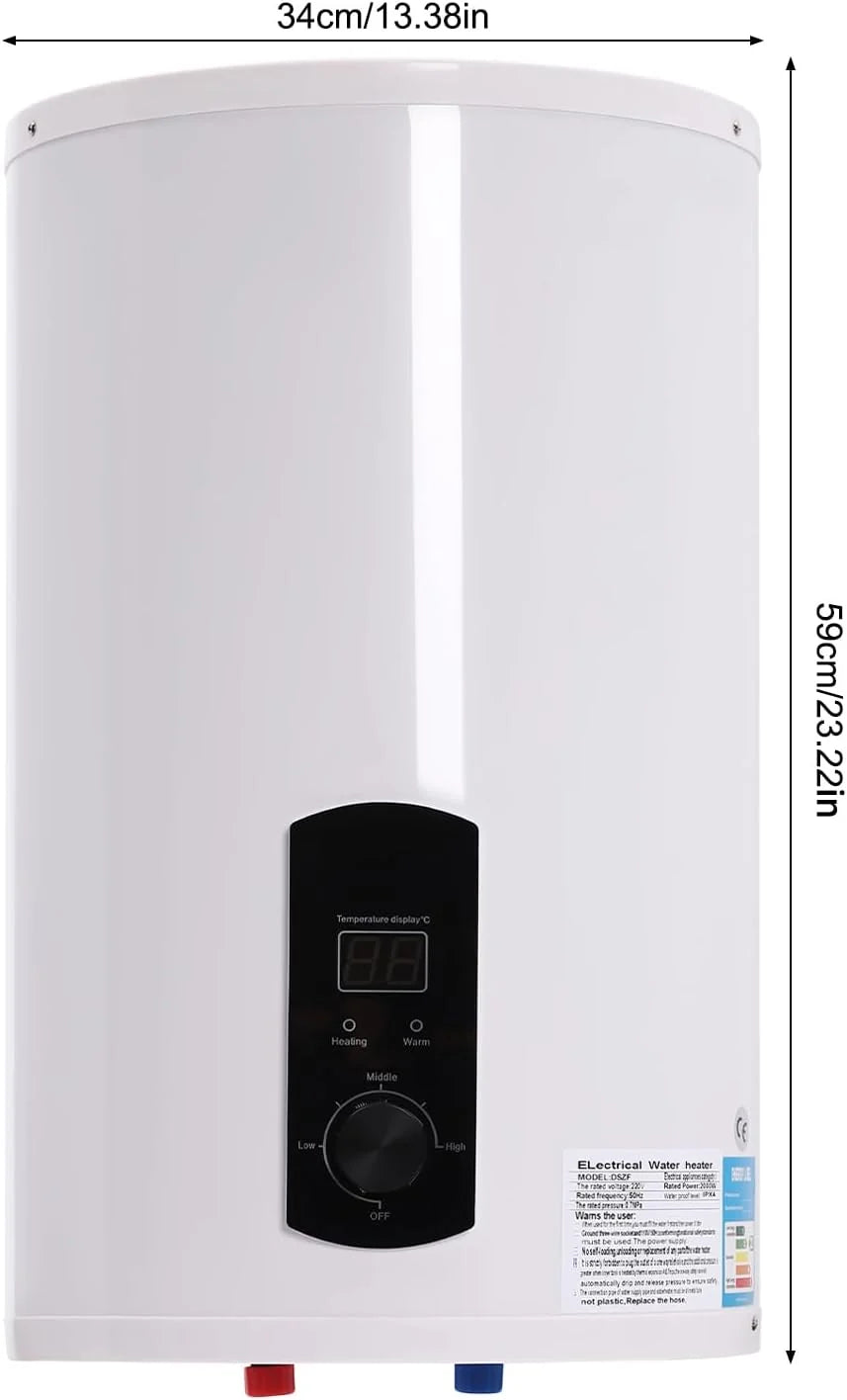 Elektryczny zbiornik ciepłej wody, 30 litrów, bojler ciepłej wody, 2000 W, wiszący bojler, elektryczny podgrzewacz wody, 25-75°C, regulowana temperatura