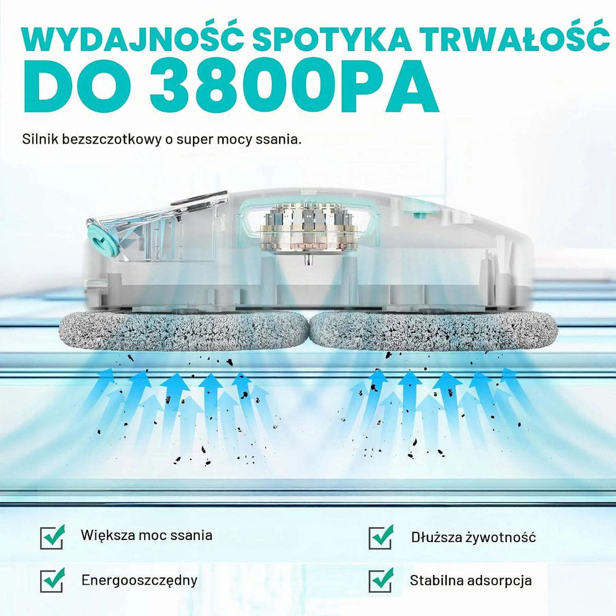 HAUSHOF Robot do mycia okien z funkcją spryskiwania, 3800 PA, elektryczna myjka do okien, inteligentna nawigacja, pilot zdalnego sterowania, z myjką do szyb i chusteczkami, podwójna ochrona, do okien
