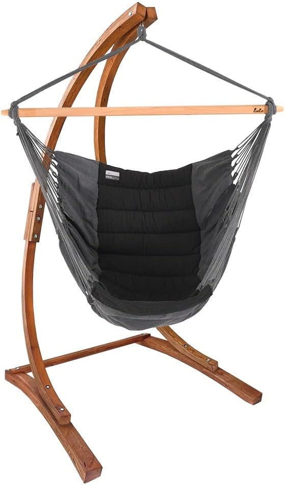 Soporte para silla colgante Lola Mammut de madera de alerce FSC, resistente a la intemperie, independiente, máx. 130 kg, estructura para exteriores e interiores, soporte para hamaca, silla colgante, sillón colgante y cuna con muelles.