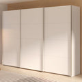Armario corredero Forte SOPHISTISPACE 300 de 3 puertas con estantes y barra para colgar ropa, blanco, 299,8 cm de ancho, 210,5 cm de alto, 62,9 cm de profundidad