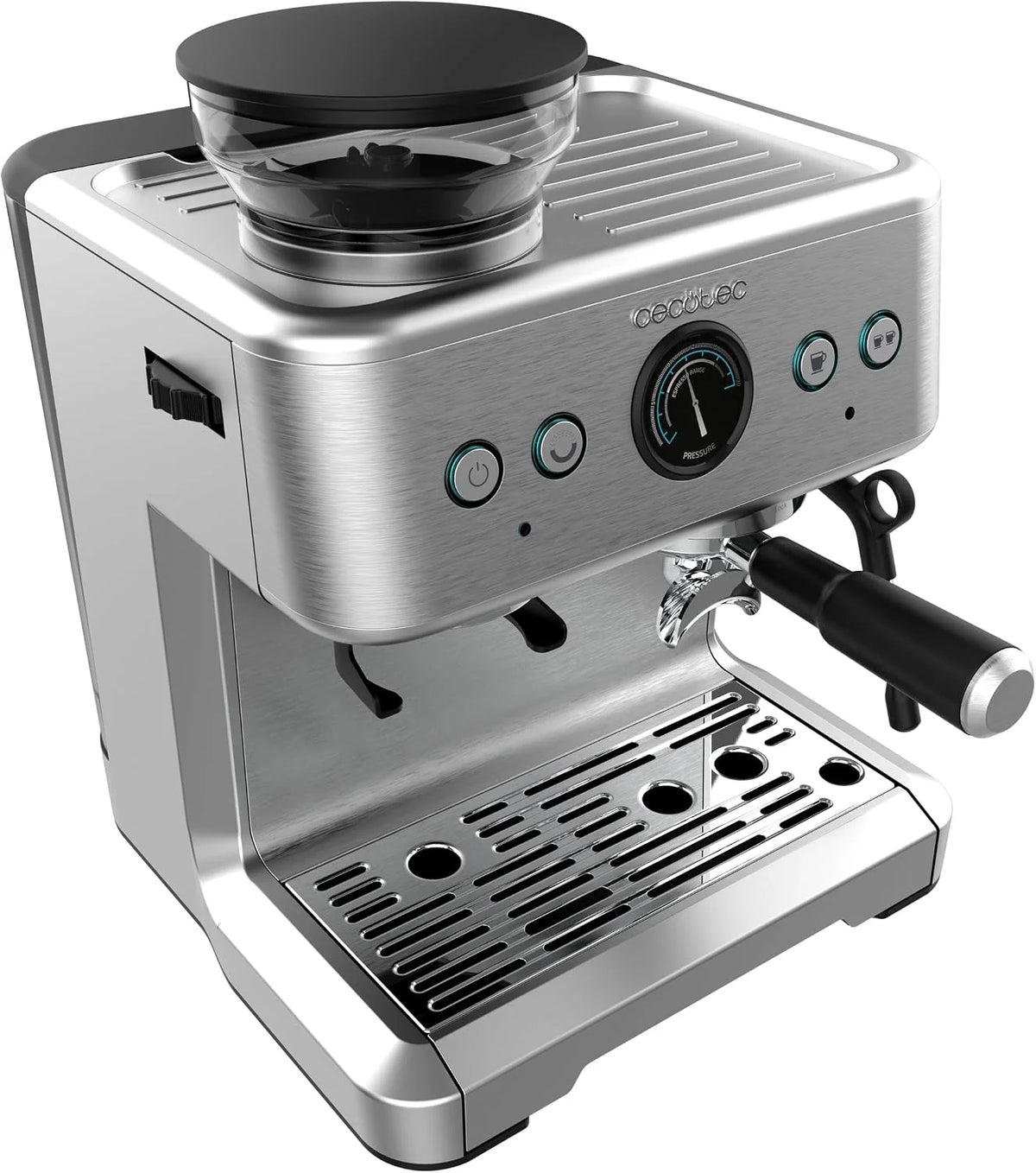 Cecotec Ekspres do kawy Express 20 barów Power Espresso 20 Barista, 2250 W, manometr, 2 Thermoblocks, regulowany parowiec, pojemnik na kawę ziarnistą i młynek z 20 poziomami