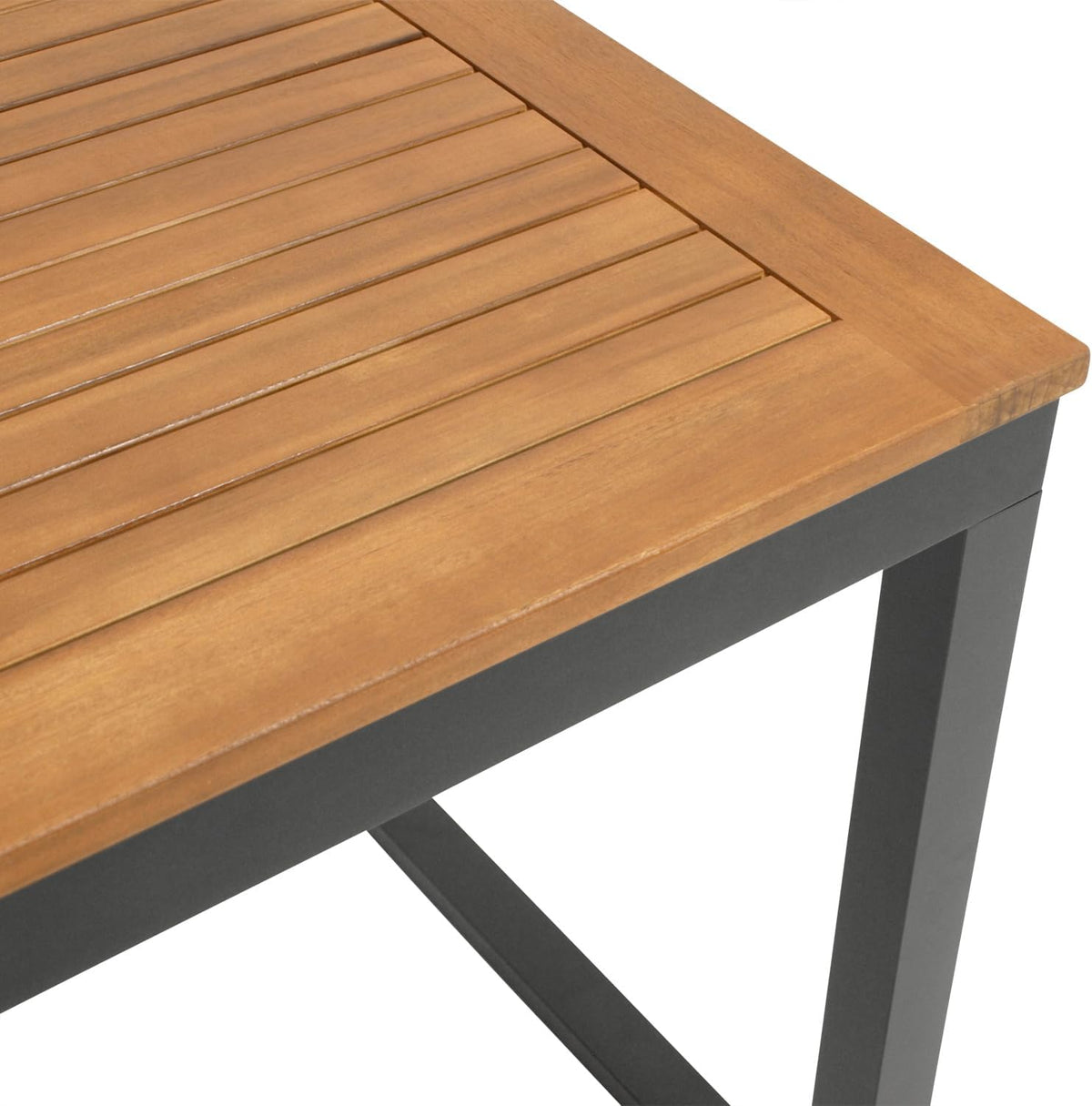 DEGAMO Mesa extensible de jardín RIVELLO 150/200x90 cm, aluminio antracita + madera de acacia aceitada, exterior, certificado FSC®
