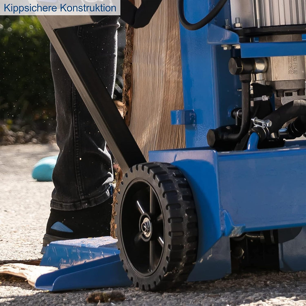 Hendidora de leña vertical Scheppach Compact 10t para troncos de un metro, 230V | 10 toneladas de fuerza de corte | 3500W de potencia | longitud de tronco 1070mm / Ø máx. 380mm | mesa giratoria | madera dura y blanda - con dispositivo de desplazamiento