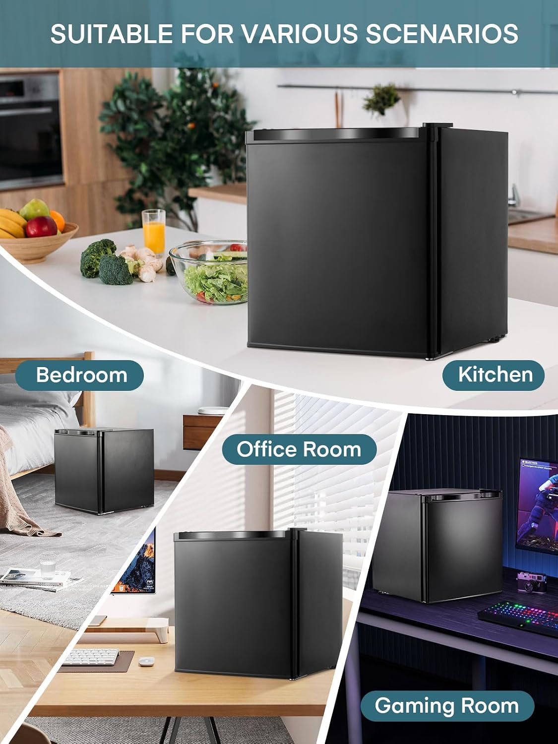 Minicongelador FOHERE 32L -22°C, pequeño, compacto, silencioso (43db), con puerta reversible, arcón congelador, ideal para oficina, camping y exteriores (negro) [Clase de eficiencia energética E]