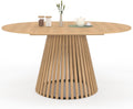 IDMarket - Mesa de comedor redonda extensible Carmen para 4-8 personas, base de listones de madera y tablero de madera 110-150 cm