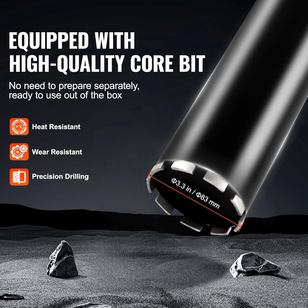 Taladradora de diamante Z1Z-CF-9180 2600W 20-180 mm manual con soporte, perforadora de hormigón para uso en seco y húmedo