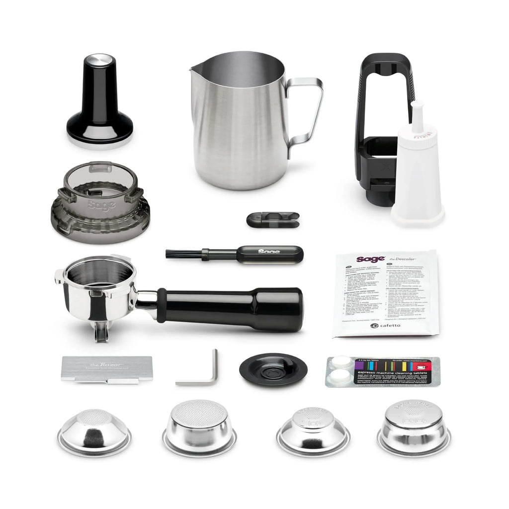 Cafetera Sage Barista Express con molinillo y espumador de leche, molienda automática, espuma de leche, negro
