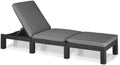 Tumbona Daytona Deluxe de Allibert by Keter para jardín, terraza y balcón con respaldo ajustable, gris, incluye cojín, tumbona de jardín de plástico, aspecto de ratán plano, 195x65x25,5 cm