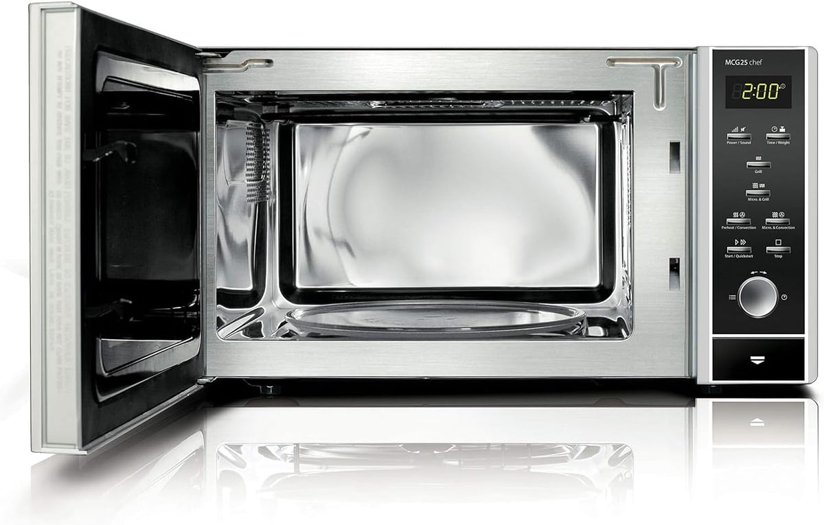 CASO MCG30 Ceramic Chef Ganador del test Haus & Garten, microondas 3 en 1 con grill + convección 2100W 30L, base de vidrio de borosilicato, función de horno hasta 200°C