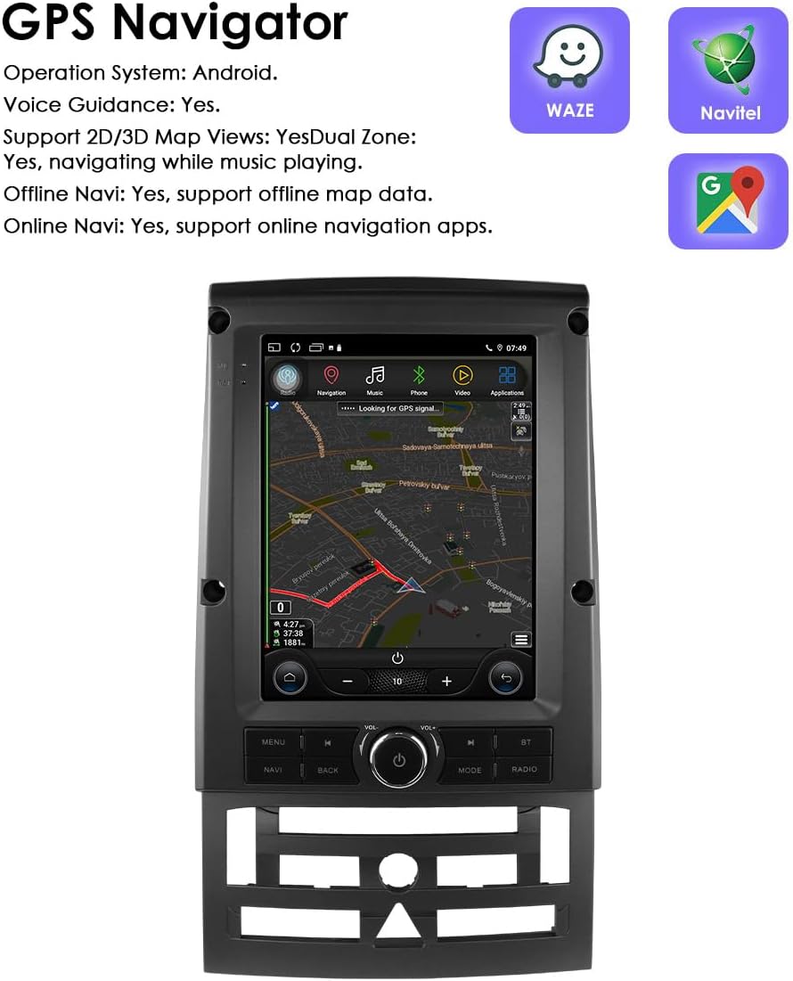 Autorradio Android 14 con pantalla vertical de 9,7" para Peugeot 407 2004-2011, compatible con Carplay / Android Auto, mandos en el volante, WiFi, 4G, AM/FM, 4 núcleos, 2GB de RAM