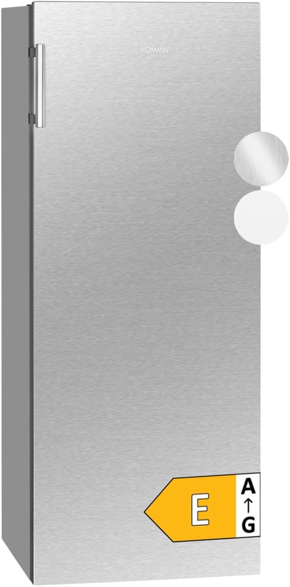 Réfrigérateur Bomann 242L inox VS7316-1-inox, Capacité nette : 242 litres, Éclairage intérieur à LED, Contrôle de la température en continu, 5 clayettes en verre
