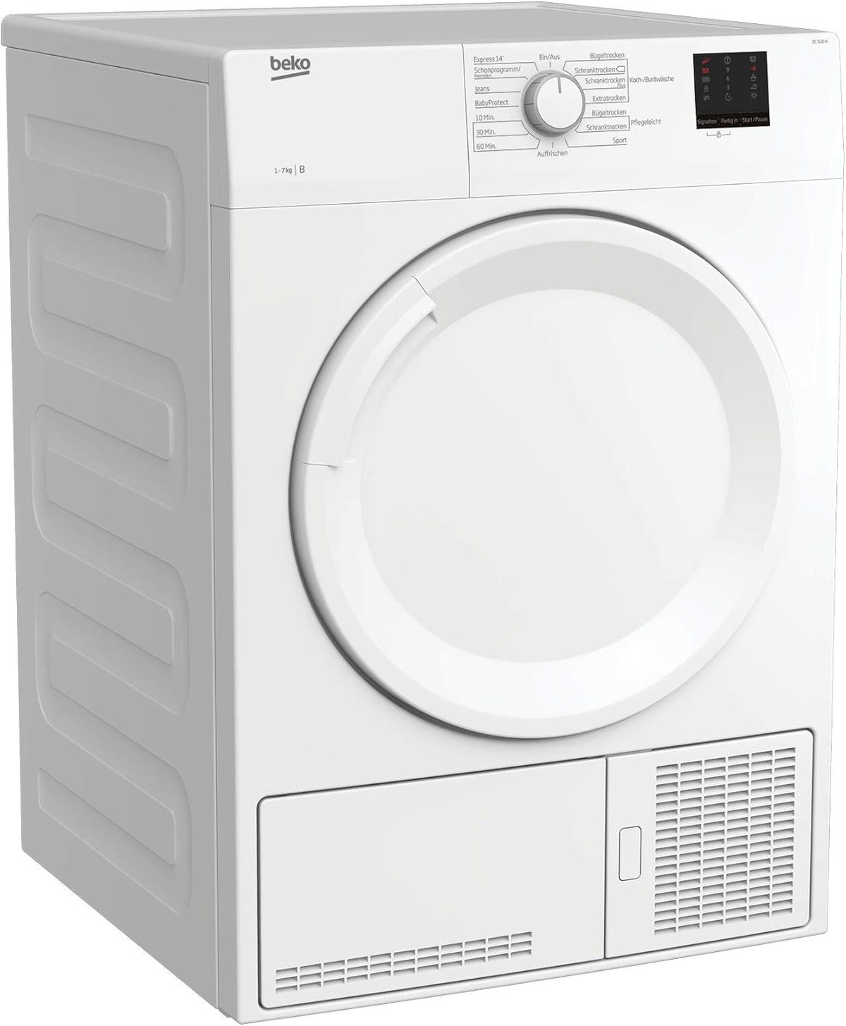 Secadora de condensación Beko DC 7130 N b100, 7 kg, medición electrónica de humedad, protección antiarrugas automática, tambor delicado AquaWave, 15 programas, programa exprés