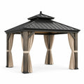Pabellón cuadrado de aluminio y madera 3x3m negro/beige