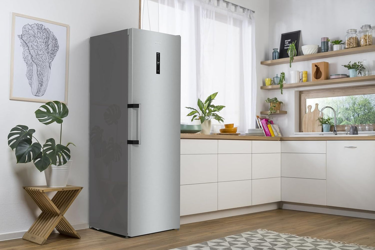 Frigorífico Gorenje R 619 DAXL6/AdaptTech/FreshZone/Función de enfriamiento rápido/Sistema de refrigeración por circulación de aire/Pantalla LED / 398l / 185cm / Clase energética D/Acero inoxidable
