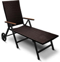 Tumbona plegable de aluminio y ratán sintético, 120 kg de capacidad, color marrón, nueva