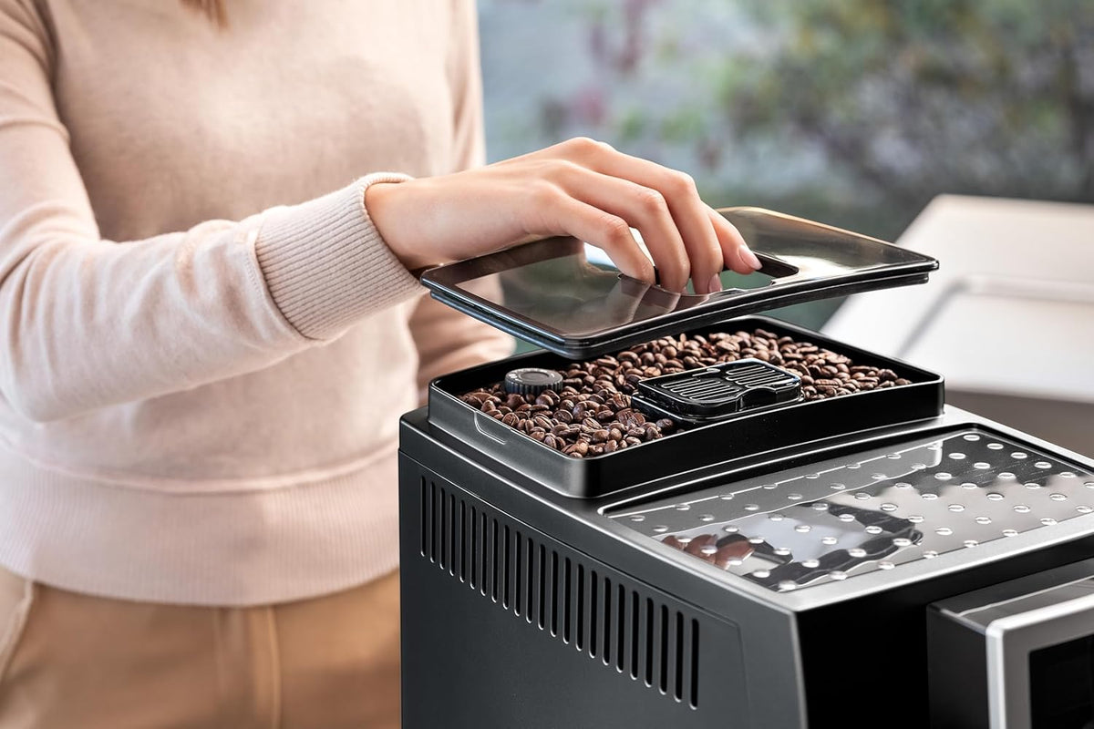 De'Longhi Magnifica Start ECAM222.20.B, cafetera superautomática con boquilla para espuma de leche, para capuchino, con botón de selección directa de espresso y función de 2 espressos, molinillo cónico de 13 niveles, 1450 W, negro