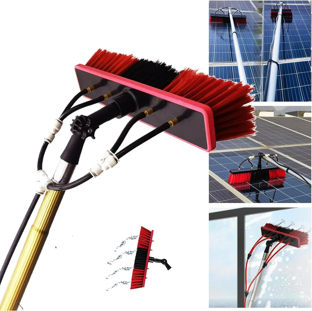 Teleskopowa szczotka do czyszczenia paneli słonecznych 8 m z głowicą zasilaną wodą 30 cm, wysuwana myjka okienna, uniwersalne narzędzie do czyszczenia PV dla wydajnej konserwacji fotowoltaicznej