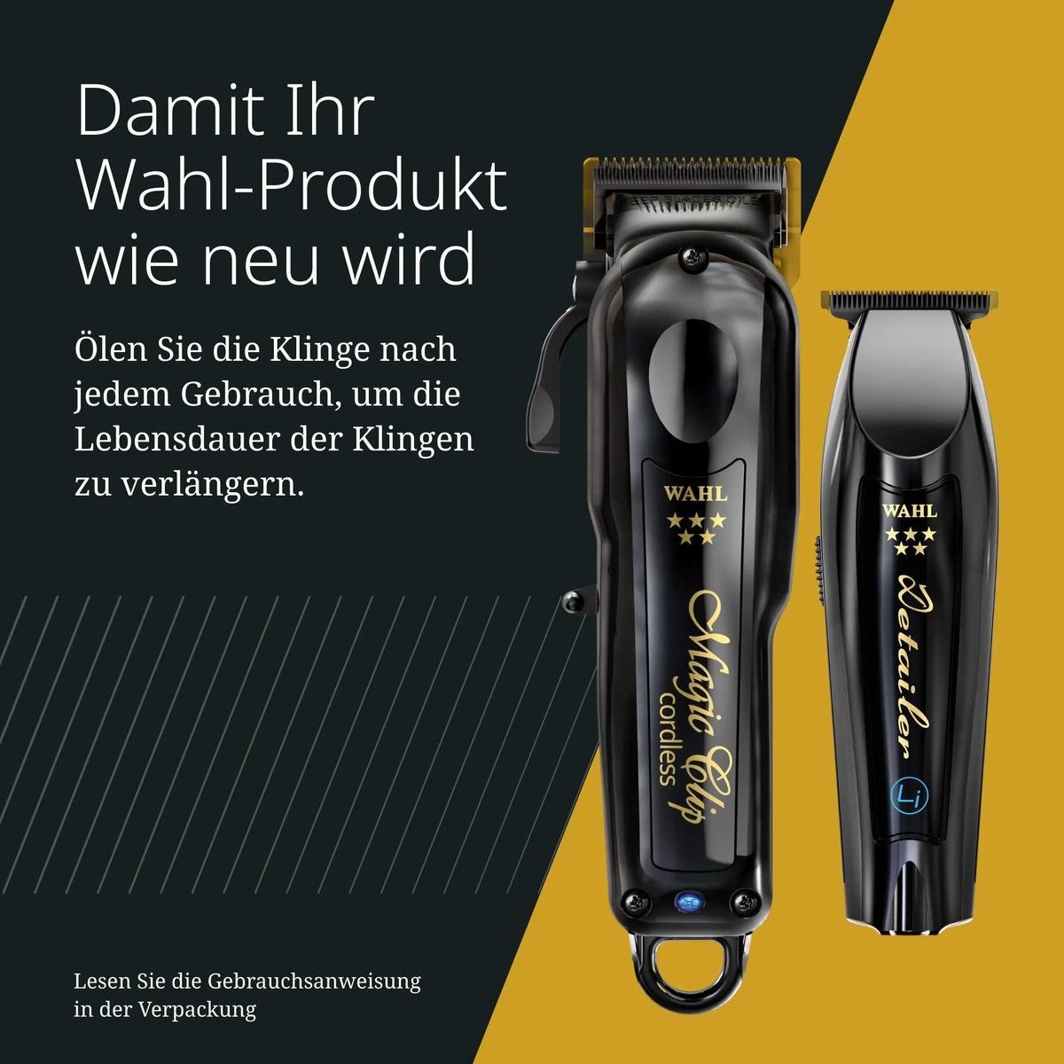 Combo de barbería inalámbrica Wahl, Magic Clip y Detailer Li, cuchillas de titanio y DLC, 100 min, 6 peines guía, peine de estilismo