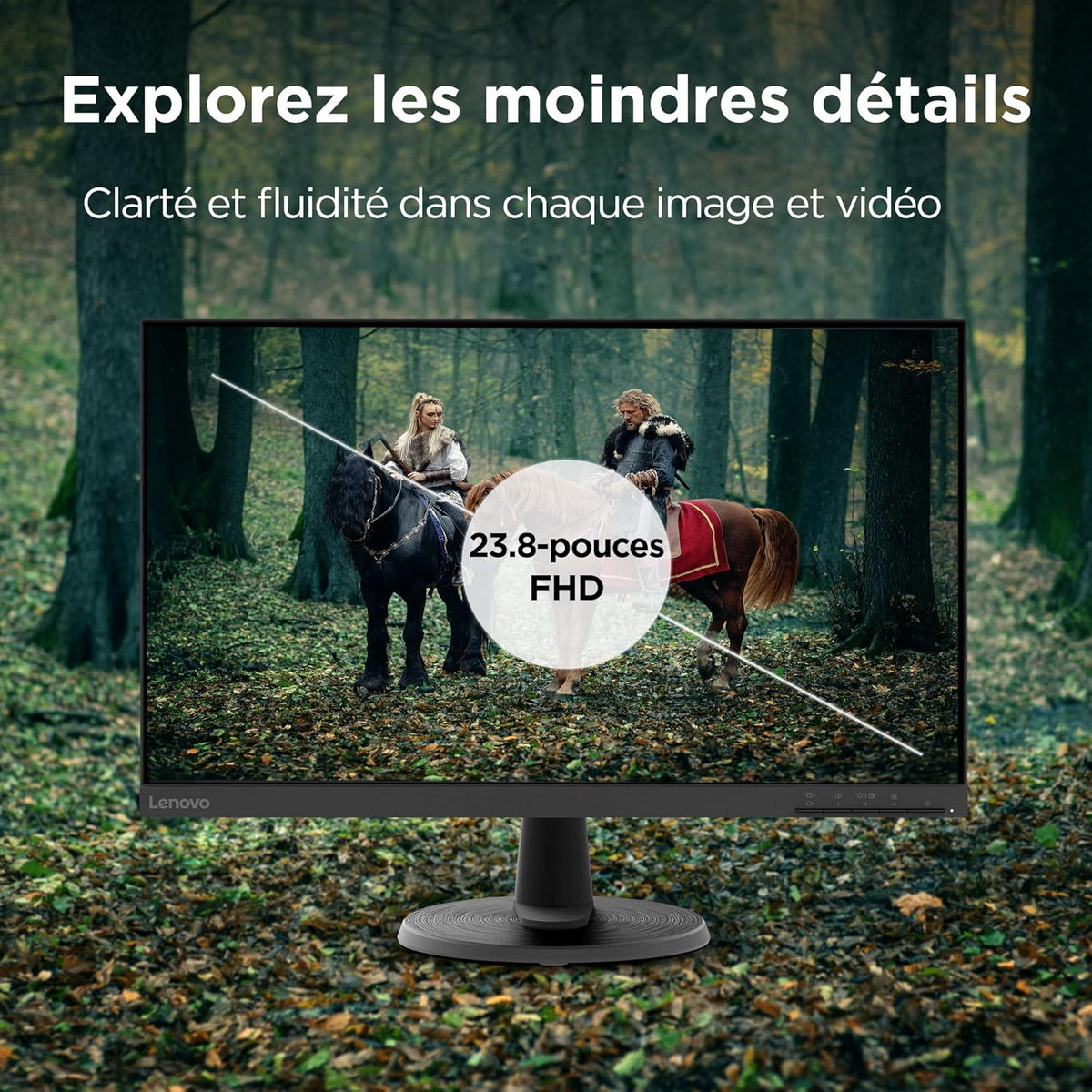 Lenovo D24-40 - Monitor 24" Full HD (VA, 75Hz, 4ms, HDMI+VGA, AMD FreeSync) Ajuste de inclinación – Negro